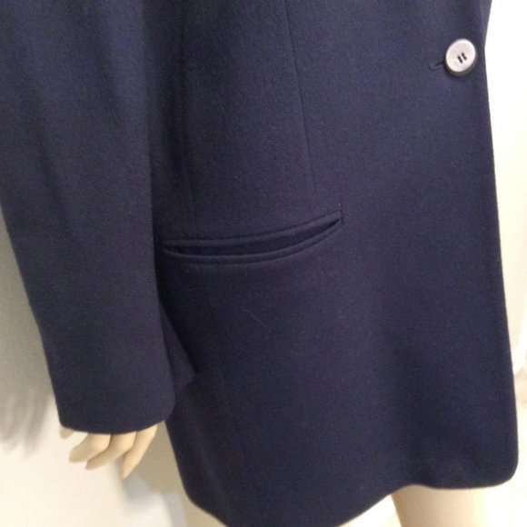 Linda Allred for ELLEN TRACY vintage 90's Navy Blue Blazer 100% wool EUC Size 16 - Picture 7 of 11